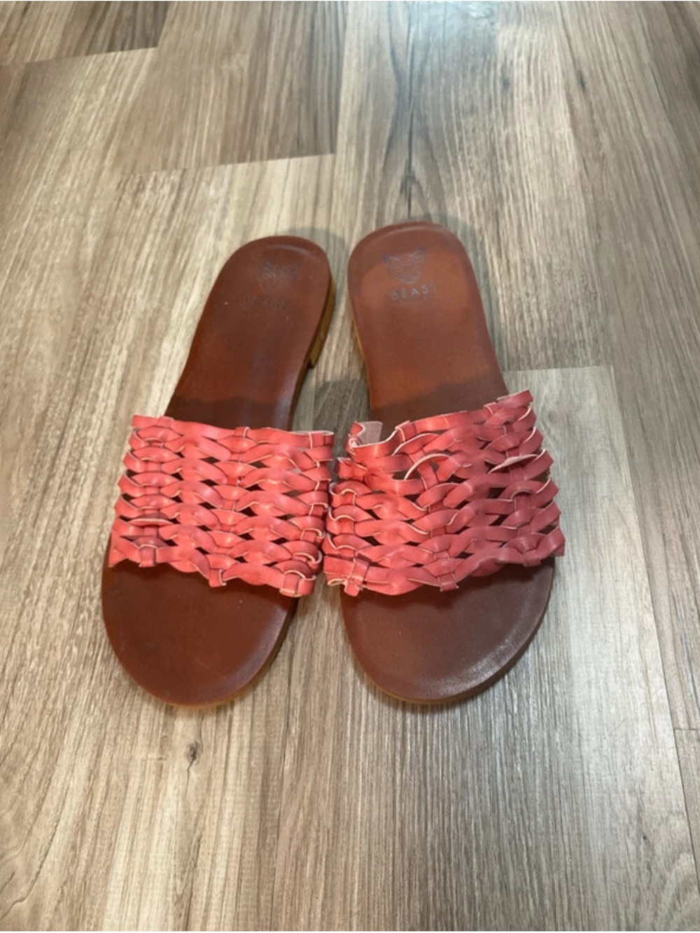 BEAST FASHION Coral Woven Slide Sandals
